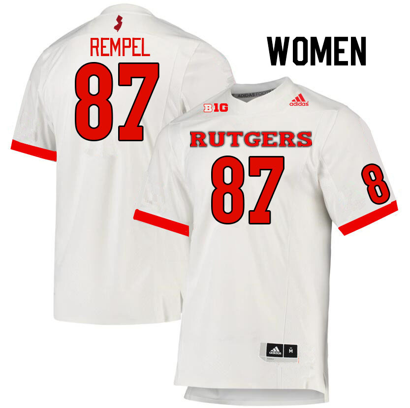 Women #87 Liam Rempel Rutgers Scarlet Knights College Football Jerseys Stitched Sale-White - Click Image to Close